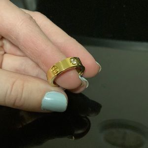 Gold Screw Design LOVE Ring